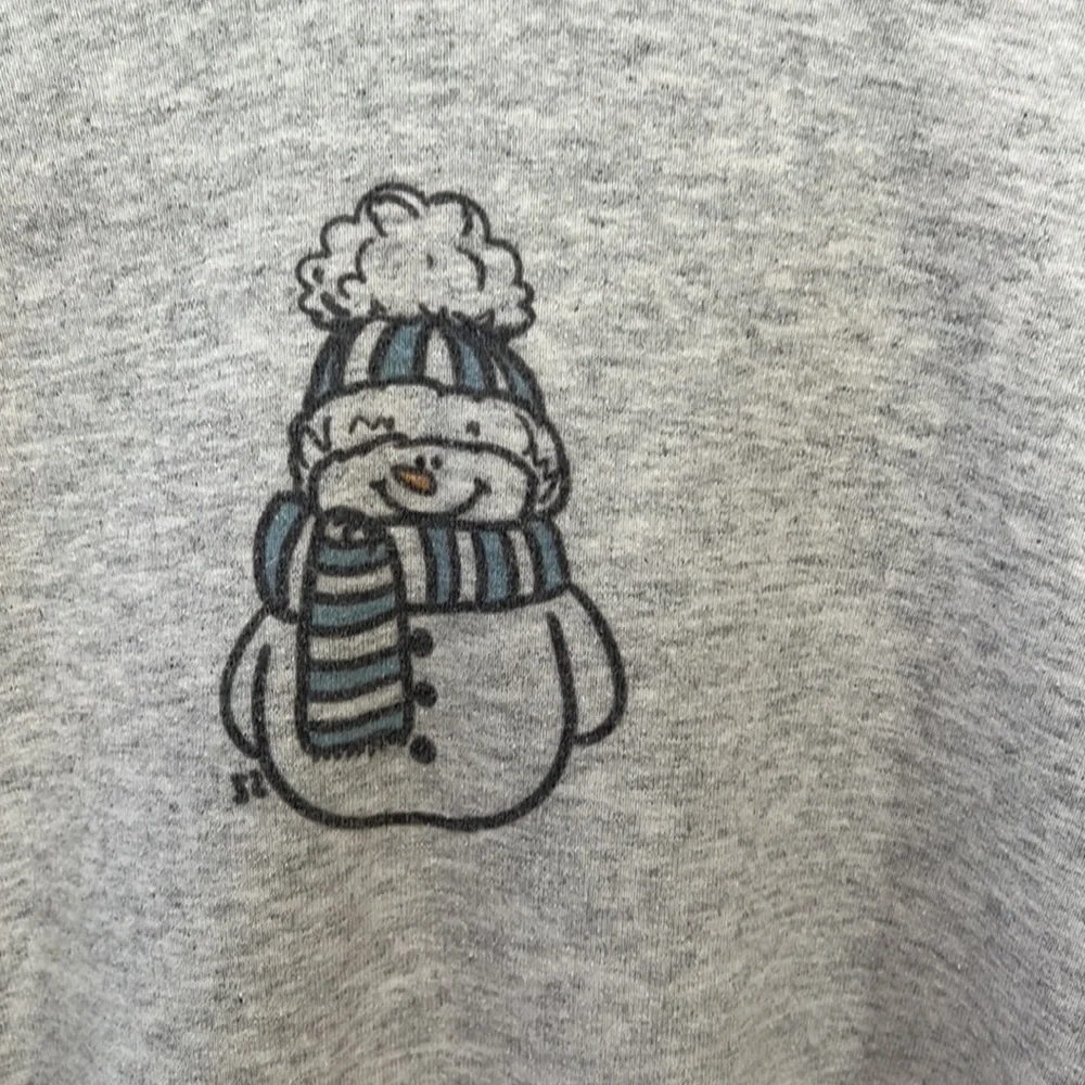 Holiday Winter Christmas gray snowman hoodie Size S